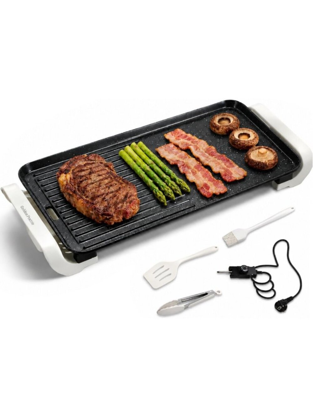 2-in-1 Electric Grill & Griddle, 16"x9", Ceramic Non-Stick Cooking Plate